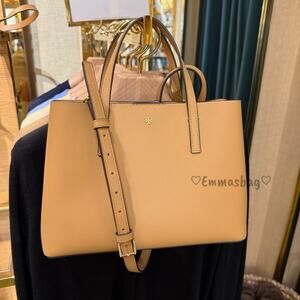 Tory Burch Blake Small Tote 182778 Pebbled leather Warm Biscuit $350